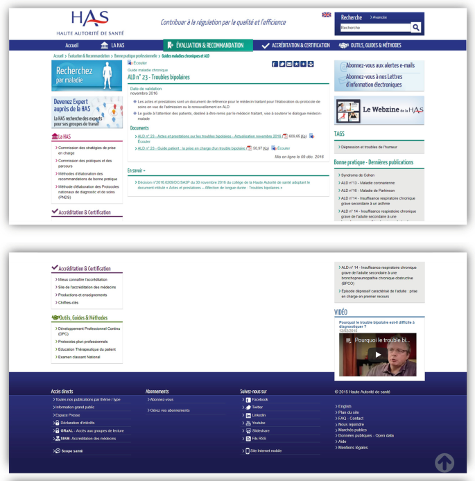 A screenshot of the H A S website with the evaluation and recommendation tab selected and links to two documents have been provided. The website contains text in a foreign language.