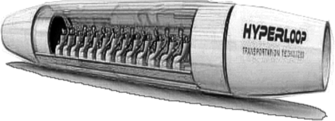 An illustration depicts the imagine figure of S S R train, Hyperloop, by Elon Musk.