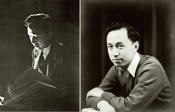 Two images. The first depicts a person reading a book, and the second depicts a man posing toward the camera while sitting.