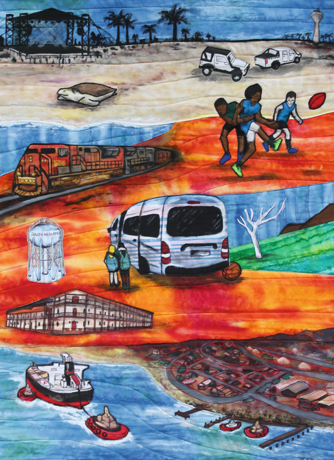 A photograph of the Hedland story quilt.