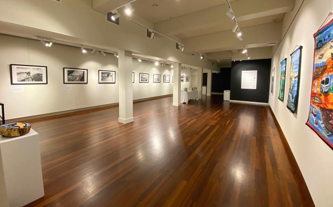 A photograph of an exhibition at the nautilus arts center.