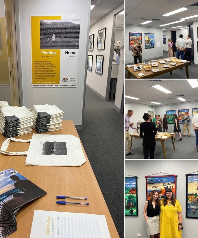 A set of four photographs of the meet the artist event at the regional Australia institute.
