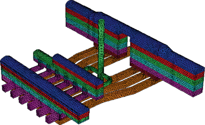 An illustration of a 3 D model of the cavern with some rectangular structures over a slightly curved stand includes grid distribution.