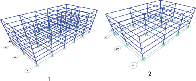 Two 3-D stereo views of the Xinchengzi 83 dormitory building and Xinchengzi Huamei shopping mall. The rectangular structures are made with lines.