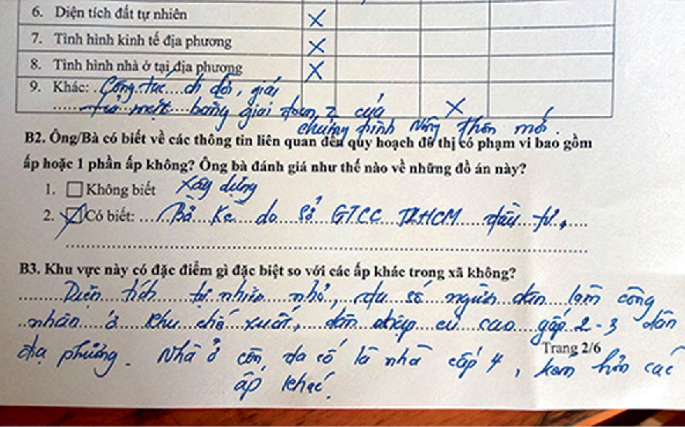 A photo of a questionnaire survey result displays the text in a foreign language.