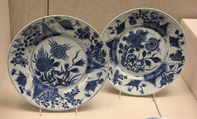 Set of 4 Blue Speckled Enamelware Plates 1950s Deep Enameled Plate