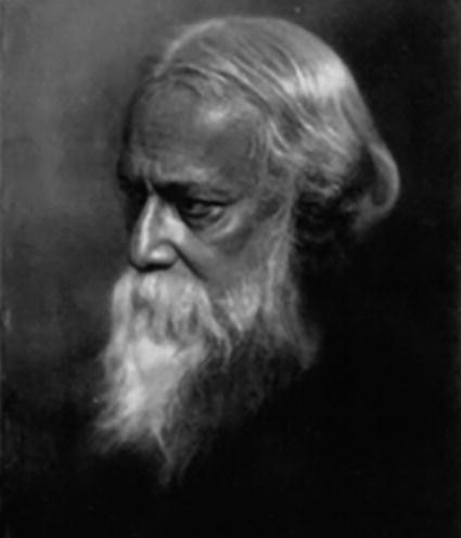 A photograph of Rabindranath Tagore.