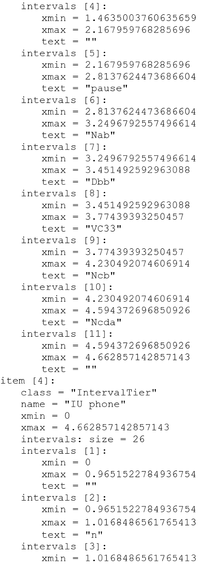 A set of program codes defines the intervals with x min, x max, and text as pause, n a b, d b b, v c 33, n c b, and n c d a.