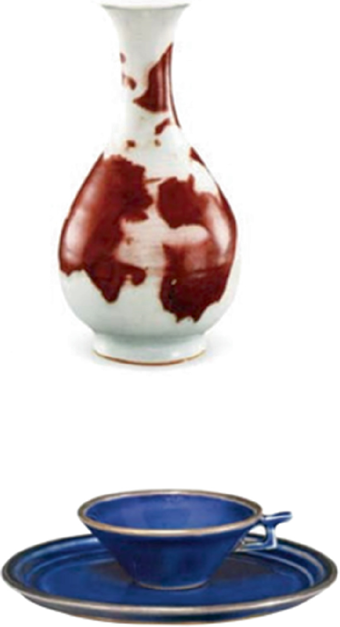 Copper-red Porcelain Octagonal Meiping Vase - Floral Design Copper-red Porcelain Octagonal Meiping Vase - Floral Design