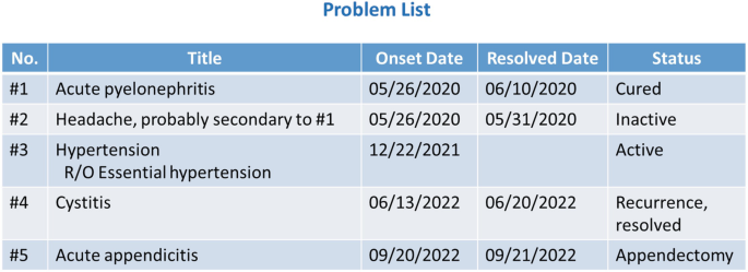 Problem! List Example Beck The Problem-Oriented Medical Record (POMR) for Outpatients | Springer ...