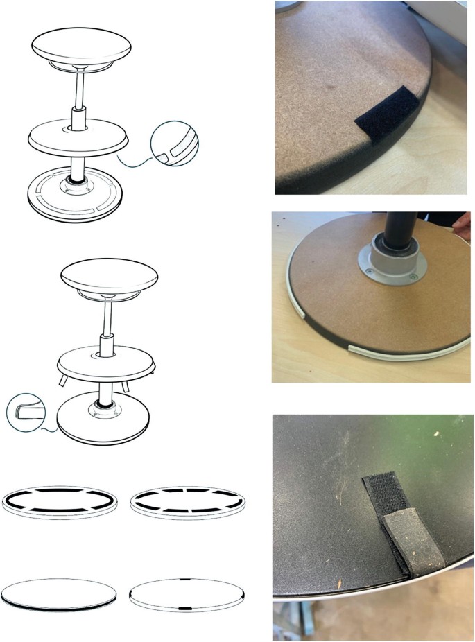 5 illustrations and 3 photographs feature the use and placement of Velcro to attach the steel plate to the bottom plate.
