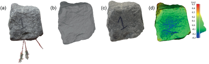 A set of four 3-D images represents 4 different types of mesh. A scale measurement is provided aside.