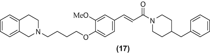 A molecular structure of a compound labeled 17 comprises carbon rings with single bonds M e O, O, two N and a double bond O.