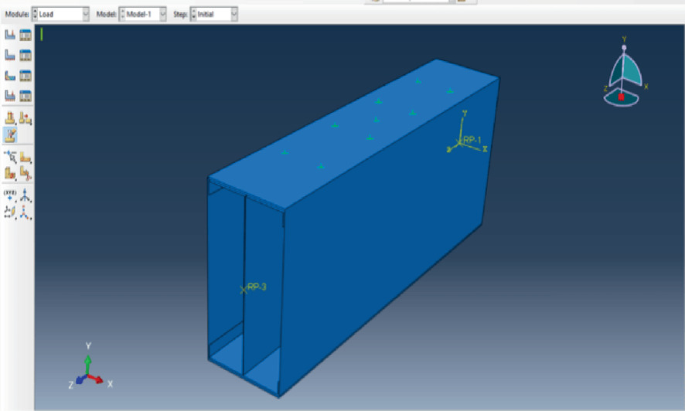 A screenshot of a window has an options panel on the left and 3 spin boxes of module, model, and step at the top. A pane at the center has a 3 D diagram of a color gradient column divided into 2 sections.