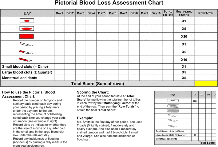 Menstrual Blood Loss Chart