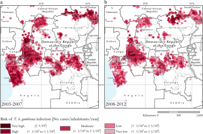 Human African trypanosomiasis in the Democratic Republic of the Congo disease distribution and