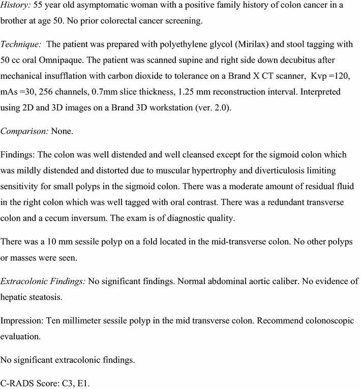 Structured reporting and quality control in CT colonography SpringerLink