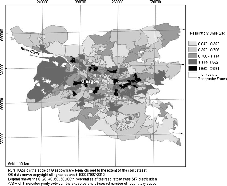 An initial assessment of spatial relationships between respiratory cases, soil metal content 