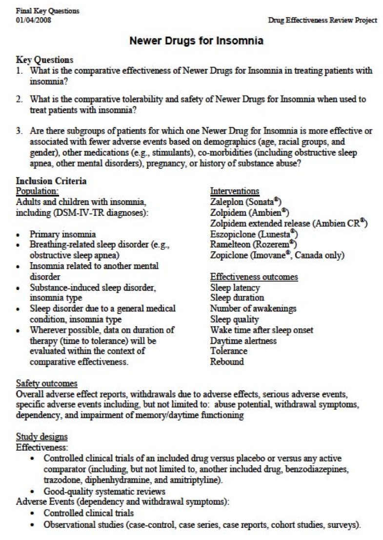 Methods for the Drug Effectiveness Review Project BMC Medical
