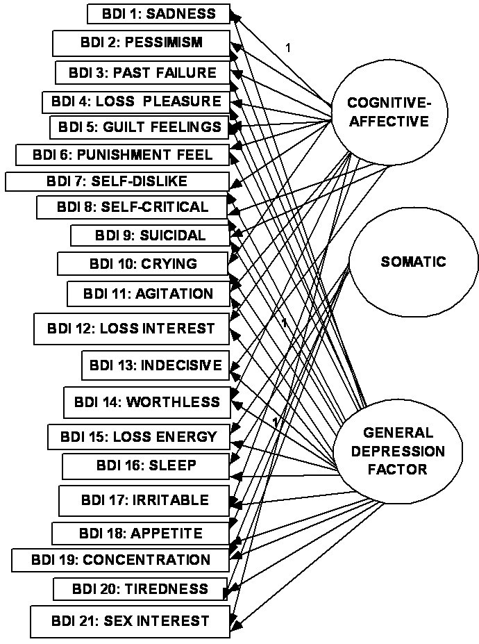 Dimensional and hierarchical models of depression using the Beck