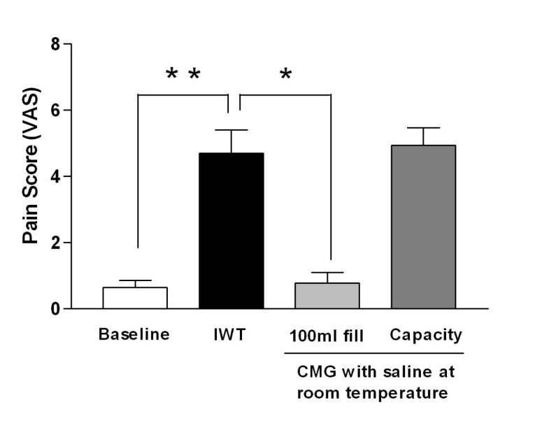 Pain during ice water test distinguishes clinical bladder hypersensitivity from overactivity