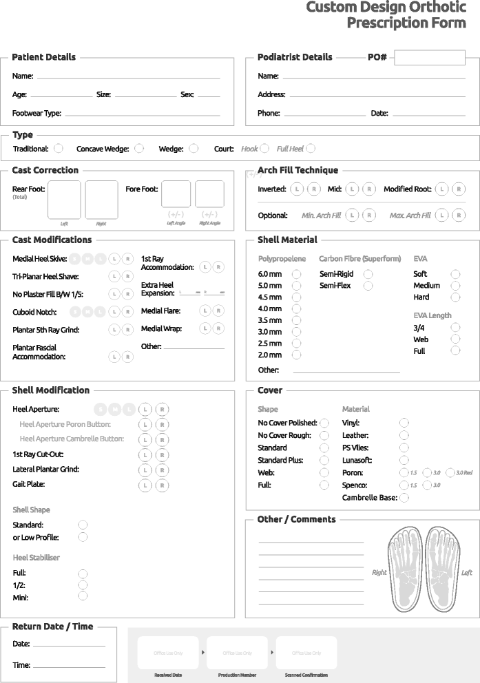 Custommade foot orthoses an analysis of prescription characteristics