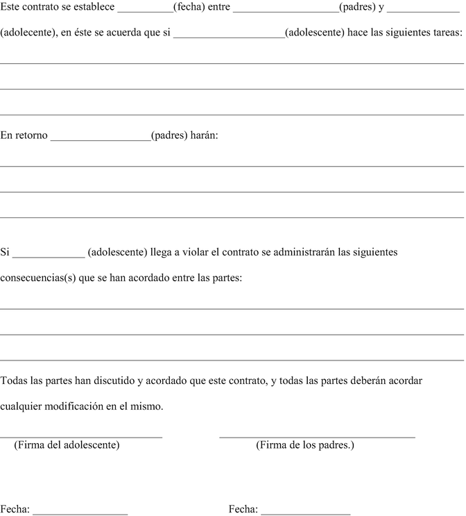 Resultado de imagen para contrato conductual con adolescentes