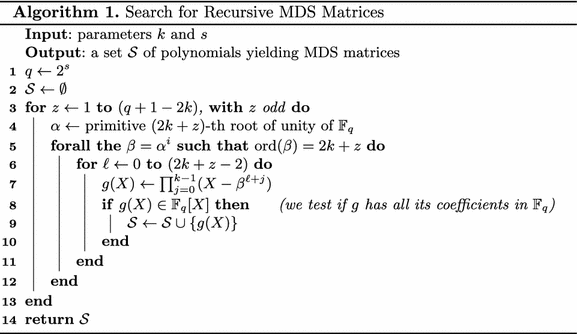 Direct Construction Of Recursive Mds Diffusion Layers Using Shortened Bch Codes Springerlink