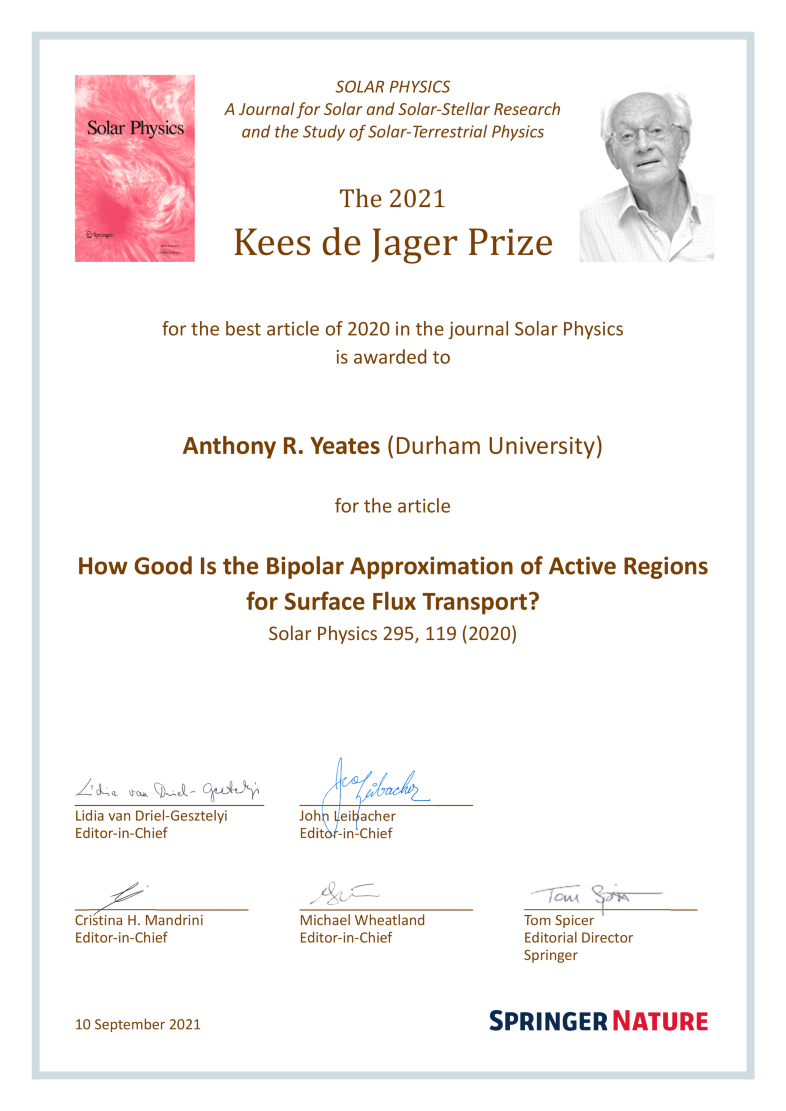 2021 Kees de Jager Prize © Springer Nature