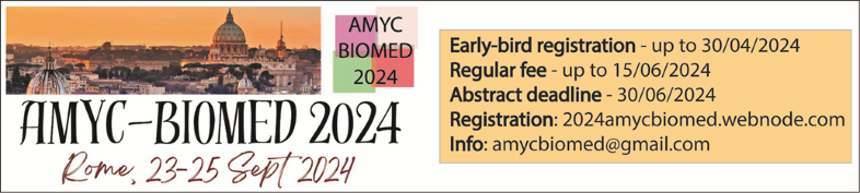 Banner for conference AMYC-Biomed 2024