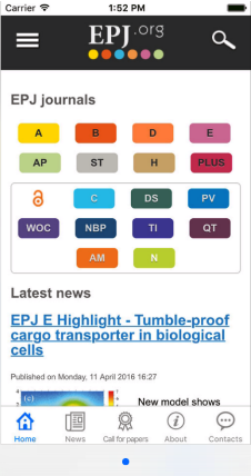 EPJ app screen