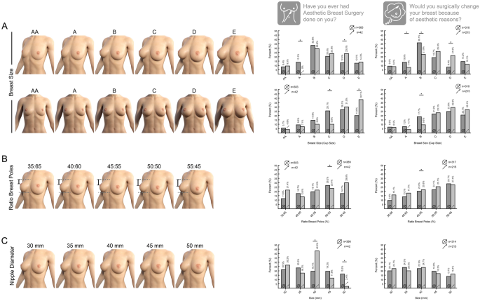 Descriptive analysis of ideal breast preferences (n = 135