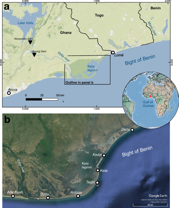Multi-decadal shoreline changes in Eastern Ghana—natural dynamics