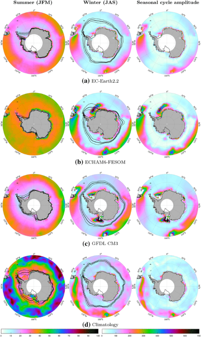Reemergence of Antarctic sea ice predictability and its link to deep ocean  mixing in global climate models | SpringerLink