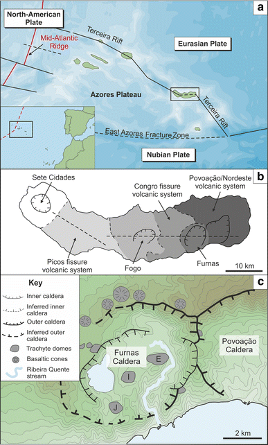 Location of Fogo volcano, identified as Agua de Pau volcano (Moore