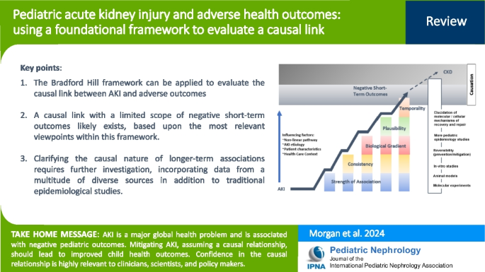 Pediatric acute kidney injury and adverse health outcomes: using a foundational framework to evaluate a causal link