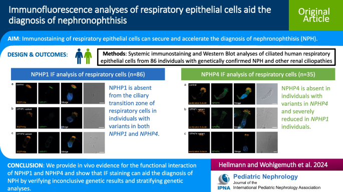 Immunofluorescence analyses of respiratory epithelial cells aid the diagnosis of nephronophthisis