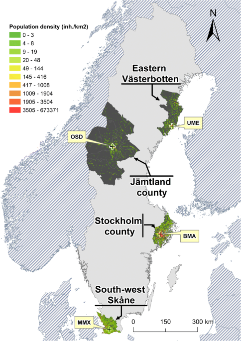 Population distribution in Sweden, based on the Classification of