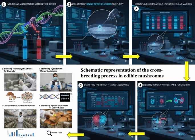 Bio-digital feedback loop systems: a synergistic integration of predictive genomics, genome editing, and AI-driven phenomic synthesis for next-generation edible and medicinal mushroom breeding