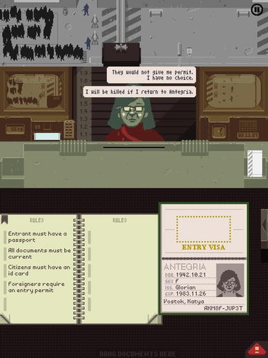 Teaching with videogames: dystopian narratives and 'Papers, Please