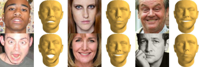 Blended facial shapes of a human face created by using slider