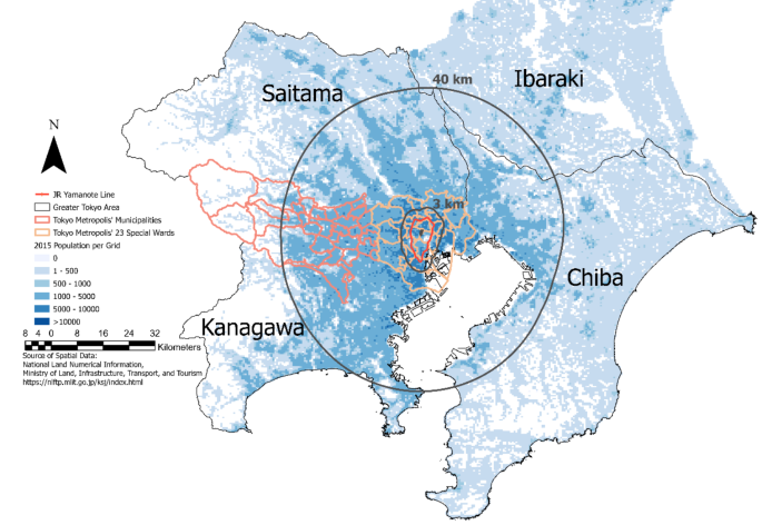 Tokyo Urban & Suburban Population from 1960