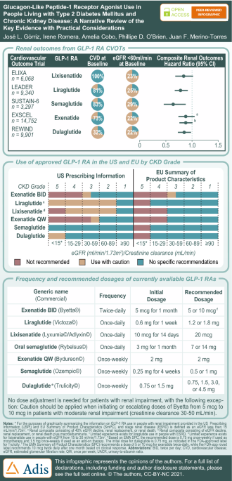 Glucagon-Like Peptide-1 Receptor Agonist Use in People Living with Type 2  Diabetes Mellitus and Chronic Kidney Disease: A Narrative Review of the Key  Evidence with Practical Considerations | Diabetes Therapy