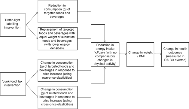 ‘Traffic-light’ nutrition labelling and ‘junk-food’ tax: a modelled comparison of cost-effectiveness for obesity prevention