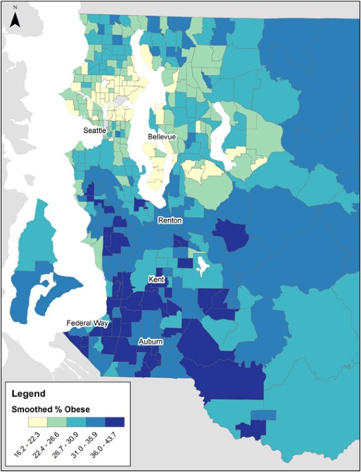 King County Census Tract Map The Geographic Distribution Of Obesity By Census Tract Among 59 767 Insured  Adults In King County, Wa | International Journal Of Obesity