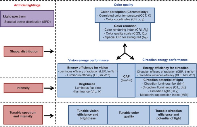 Healthy, natural, efficient and tunable lighting: four-package white LEDs  for optimizing the circadian effect, color quality and vision performance