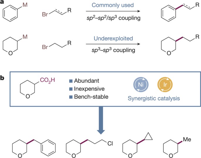 Metallaphotoredox-catalysed sp3–sp3 cross-coupling of carboxylic acids with alkyl halides