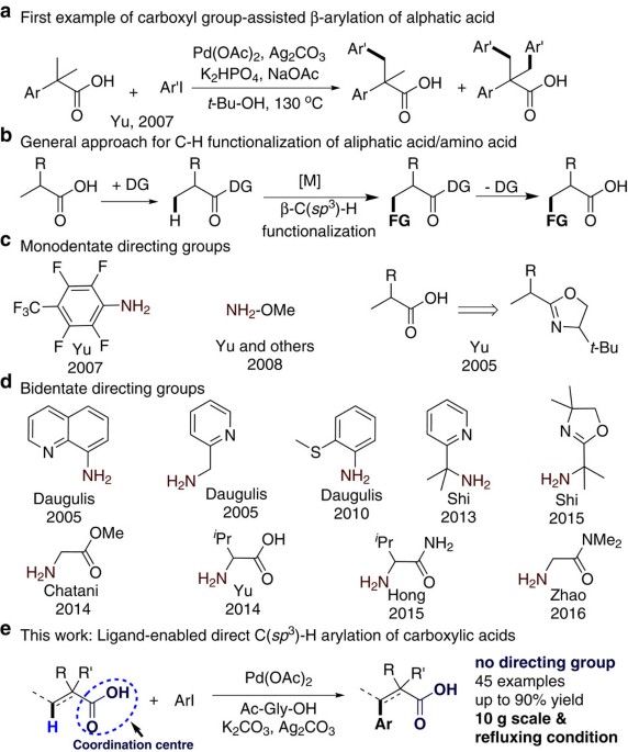Pd Catalysed Ligand Enabled Carboxylate Directed Highly Regioselective Arylation Of Aliphatic Acids Nature Communications