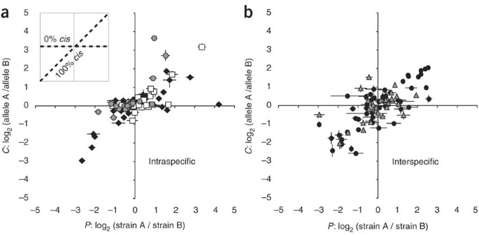 Regulatory changes underlying expression differences within and between Drosophila species