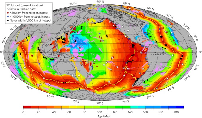 Decrease in oceanic crustal thickness since the breakup of pangaea